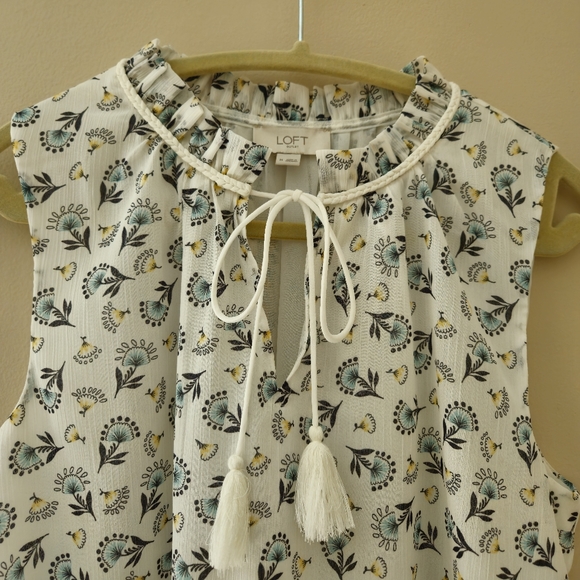 LOFT Tops - Loft sleeveless lined blouse with tassels size M
